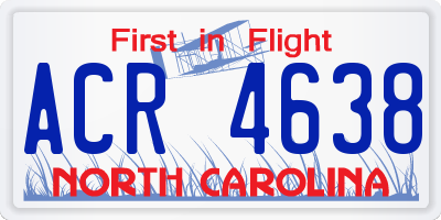 NC license plate ACR4638