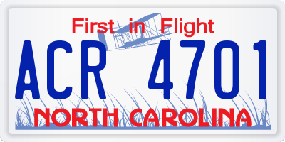 NC license plate ACR4701