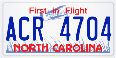 NC license plate ACR4704