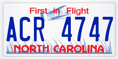 NC license plate ACR4747
