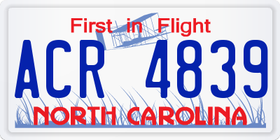 NC license plate ACR4839