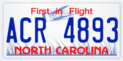NC license plate ACR4893
