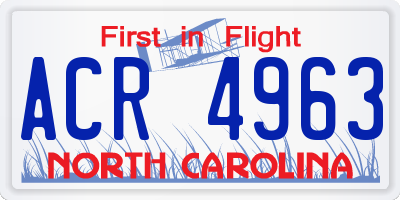 NC license plate ACR4963