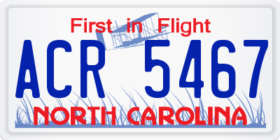 NC license plate ACR5467