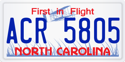NC license plate ACR5805