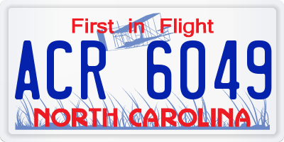 NC license plate ACR6049