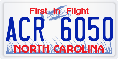 NC license plate ACR6050