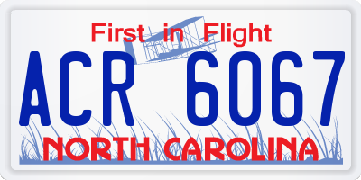NC license plate ACR6067