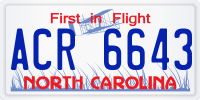 NC license plate ACR6643