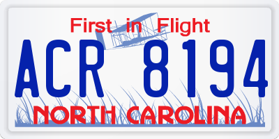 NC license plate ACR8194