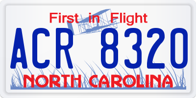 NC license plate ACR8320