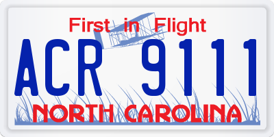 NC license plate ACR9111