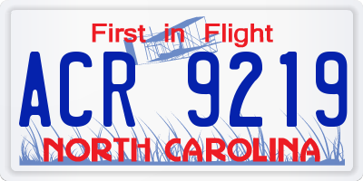 NC license plate ACR9219