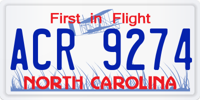 NC license plate ACR9274