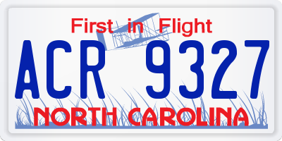 NC license plate ACR9327