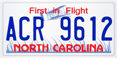 NC license plate ACR9612