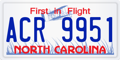 NC license plate ACR9951