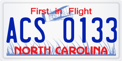 NC license plate ACS0133
