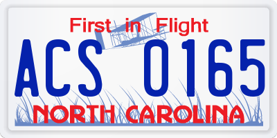 NC license plate ACS0165