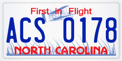 NC license plate ACS0178
