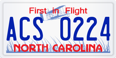 NC license plate ACS0224