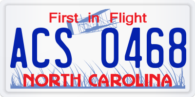 NC license plate ACS0468