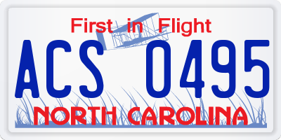 NC license plate ACS0495