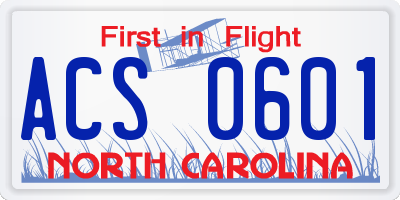 NC license plate ACS0601