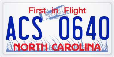 NC license plate ACS0640