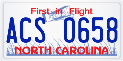 NC license plate ACS0658