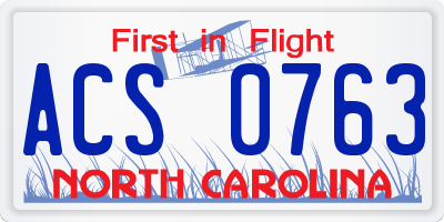 NC license plate ACS0763