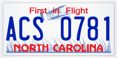 NC license plate ACS0781