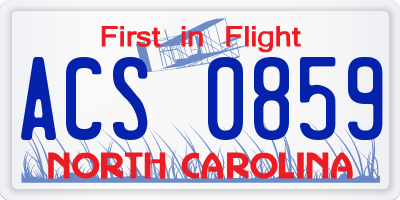 NC license plate ACS0859