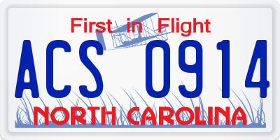 NC license plate ACS0914