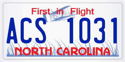 NC license plate ACS1031