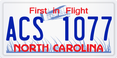 NC license plate ACS1077