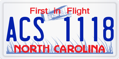 NC license plate ACS1118