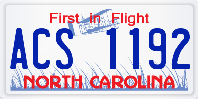 NC license plate ACS1192
