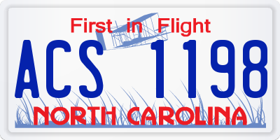 NC license plate ACS1198