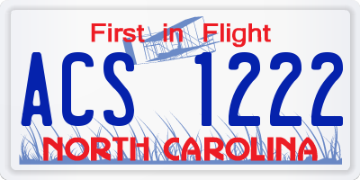 NC license plate ACS1222