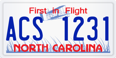 NC license plate ACS1231