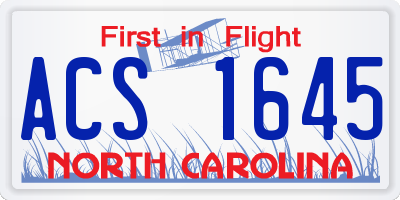 NC license plate ACS1645