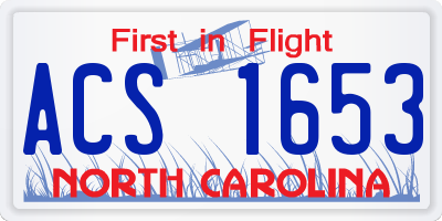 NC license plate ACS1653