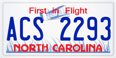 NC license plate ACS2293