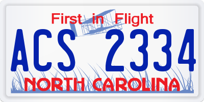 NC license plate ACS2334