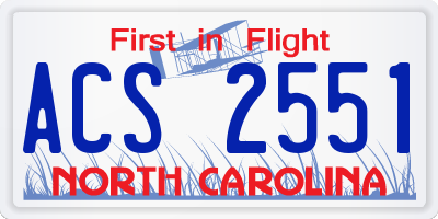 NC license plate ACS2551
