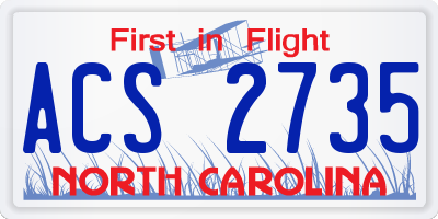 NC license plate ACS2735