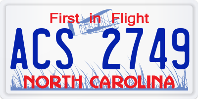 NC license plate ACS2749