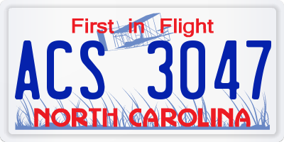 NC license plate ACS3047