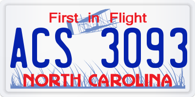 NC license plate ACS3093